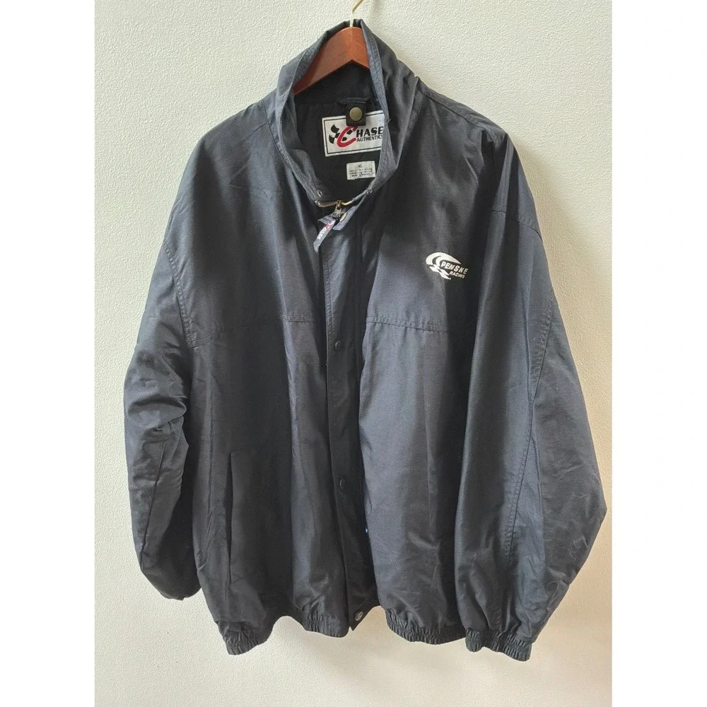 Chase Authentics Penske Racing Jacket Mens XL Black Nylon Full Zip Bomber M659